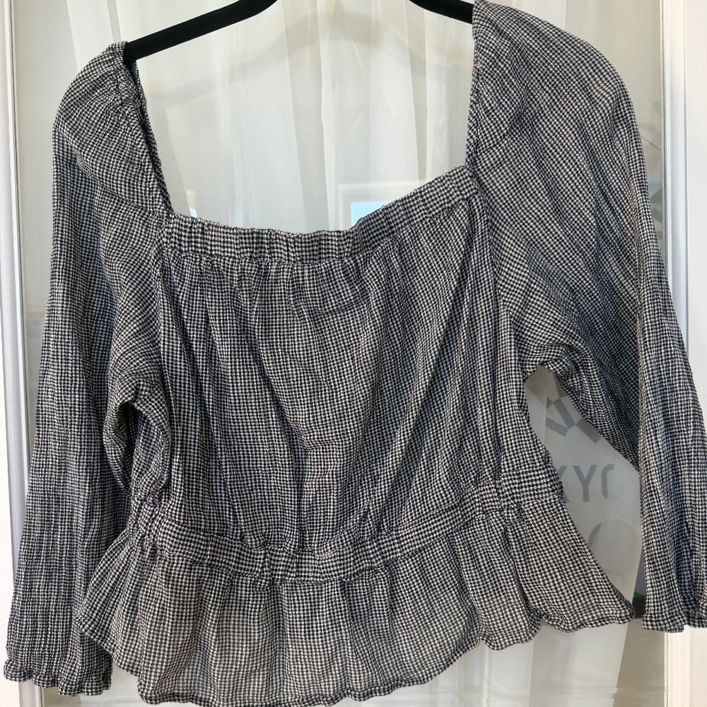 Black and White Gingham Top by 7 For All Mankind Size L
